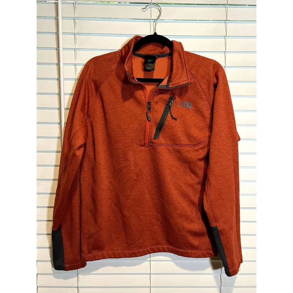 The North Face Mens Gordon Lyons Quarter Zip Fleece Pullover Orange‎ Heather M